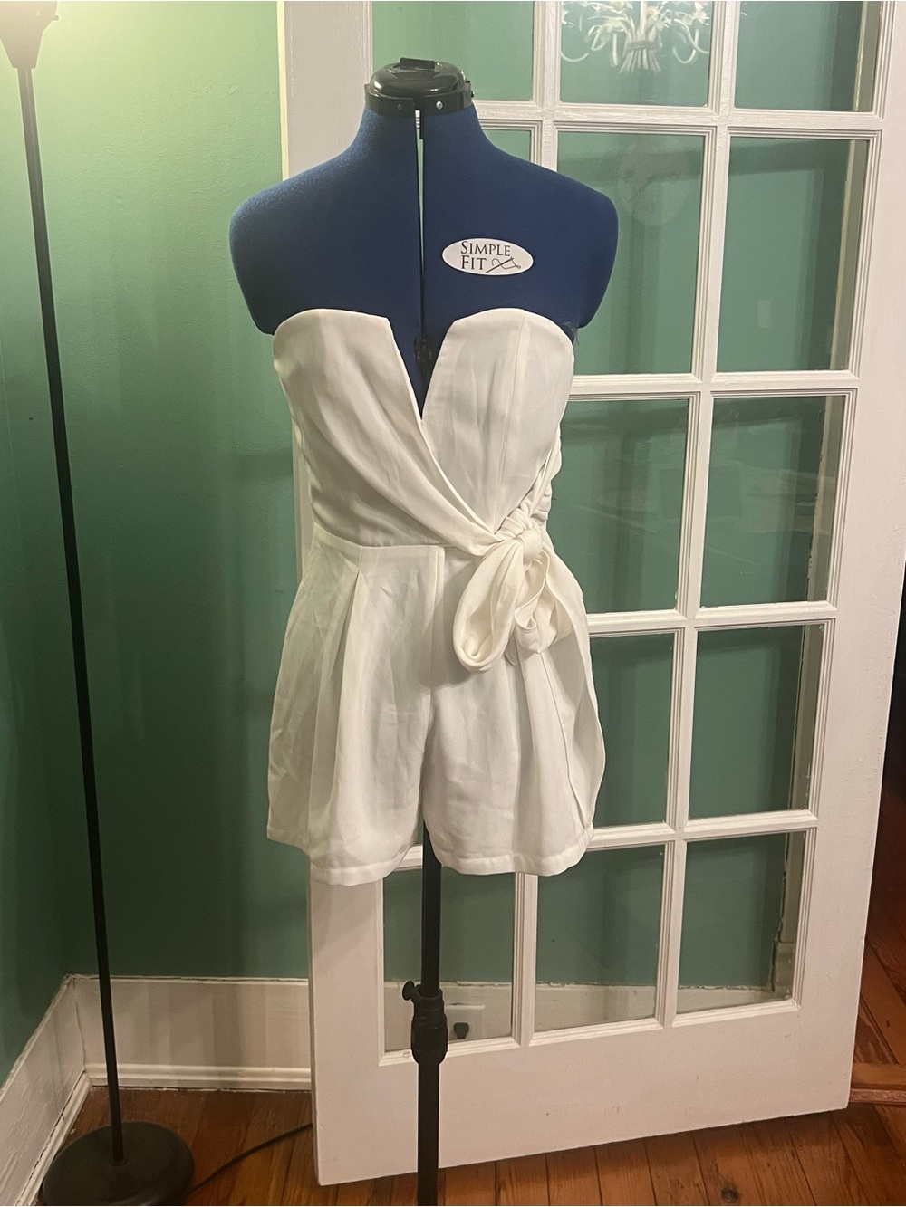 Hope's White Strapless Tie-Waist Romper Shorts